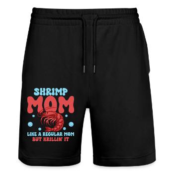 Shrimp Mom Krillin' It Seafood Shrimp Lover - Stanley/Stella Unisex Bio Joggingshorts Trainer  - Schwarz - Vorne - Nik (191cm) & Marisol (170cm)