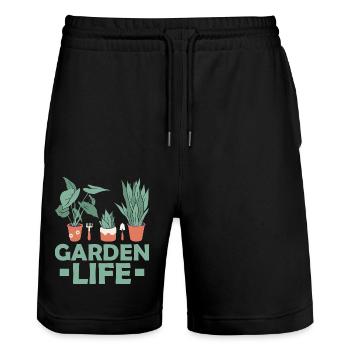 Garden Life Gardening Botanical - Stanley/Stella Unisex Bio Joggingshorts Trainer  - Schwarz - Vorne - Nik (191cm) & Marisol (170cm)