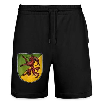 Wappen roter Ziegenbock - Stanley/Stella Unisex Bio Joggingshorts Trainer  - Schwarz - Vorne - Nik (191cm) & Marisol (170cm)