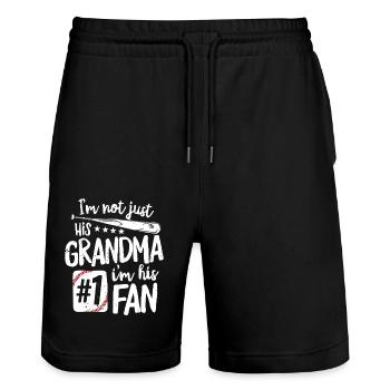 Baseball I am Not Just His Grandma I'm His Fan - Stanley/Stella Trainer Unisex Organic Jogging Shorts - black - Front - Nik (191cm) & Marisol (170cm)