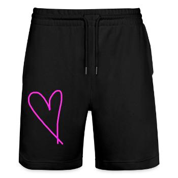 Coeur Rose Rose Idée Cadeau Coeur Amour - Short de jogging bio TRAINER Stanley/Stella unisexe - noir - Devant - Nik (191cm) & Marisol (170cm)
