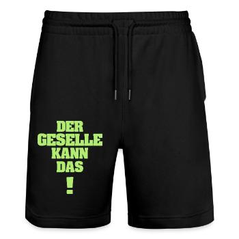 Geselle als Lustig - Stanley/Stella Unisex Bio Joggingshorts Trainer  - Schwarz - Vorne - Nik (191cm) & Marisol (170cm)