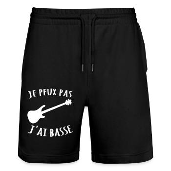 je peux pas j'ai basse guitare - Short de jogging bio TRAINER Stanley/Stella unisexe - noir - Devant - Nik (191cm) & Marisol (170cm)