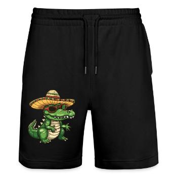 Alligator Drôle Sombrero - Short de jogging bio TRAINER Stanley/Stella unisexe - noir - Devant - Nik (191cm) & Marisol (170cm)