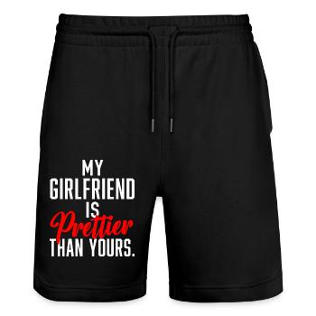 My Girlfriend is prettier than yours. - Stanley/Stella Unisex Bio Joggingshorts Trainer  - Schwarz - Vorne - Nik (191cm) & Marisol (170cm)