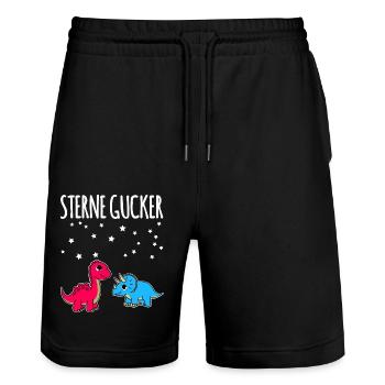 Dino Sterne Gucker - Stanley/Stella Unisex Bio Joggingshorts Trainer  - Schwarz - Vorne - Nik (191cm) & Marisol (170cm)