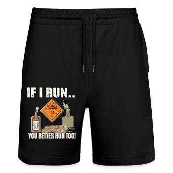 Pyro Run - Short de jogging bio TRAINER Stanley/Stella unisexe - noir - Devant - Nik (191cm) & Marisol (170cm)