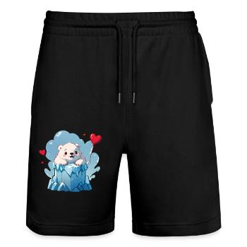 Verschenke diesen süßen Eisbären zum Valentinstag - Stanley/Stella Unisex Bio Joggingshorts Trainer  - Schwarz - Vorne - Nik (191cm) & Marisol (170cm)