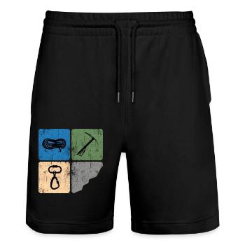 eisklettern bergsteiger alpinist klettern - Stanley/Stella Unisex Bio Joggingshorts Trainer  - Schwarz - Vorne - Nik (191cm) & Marisol (170cm)