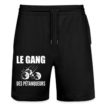 Pétanque, bowler, petanque fan, Father's Day - Stanley/Stella Trainer Unisex Organic Jogging Shorts - black - Front - Nik (191cm) & Marisol (170cm)