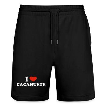 I Love Cacahuète - Short de jogging bio TRAINER Stanley/Stella unisexe - noir - Devant - Nik (191cm) & Marisol (170cm)