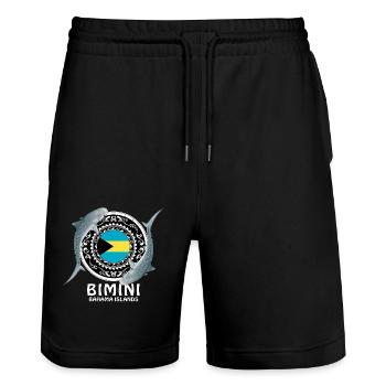 Bimini Bahamas - Stanley/Stella Trainer Unisex Organic Jogging Shorts - black - Front - Nik (191cm) & Marisol (170cm)