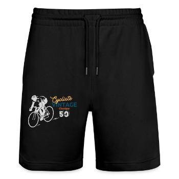 Klassischer Radfahrer - Stanley/Stella Unisex Bio Joggingshorts Trainer  - Schwarz - Vorne - Nik (191cm) & Marisol (170cm)