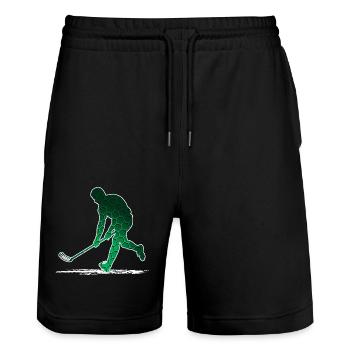 Floorballer Floorball Player Unihoc Floorball - Stanley/Stella Trainer Unisex Organic Jogging Shorts - black - Front - Nik (191cm) & Marisol (170cm)