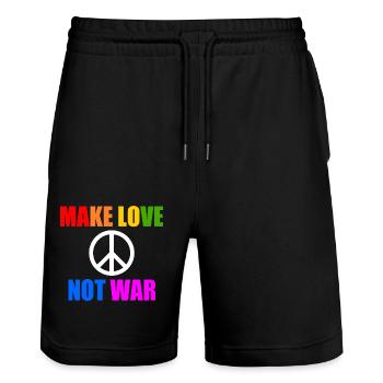 Make love not war - Short de jogging bio TRAINER Stanley/Stella unisexe - noir - Devant - Nik (191cm) & Marisol (170cm)