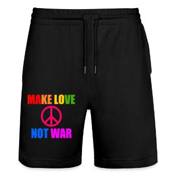 Make love not war - Short de jogging bio TRAINER Stanley/Stella unisexe - noir - Devant - Nik (191cm) & Marisol (170cm)