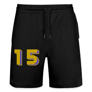 15. 15 YEARS. 15th ANNIVERSARY. 15 YEAR ANNIVERSARY. - Stanley/Stella Trainer Unisex Organic Jogging Shorts - black - Front - Nik (191cm) & Marisol (170cm)