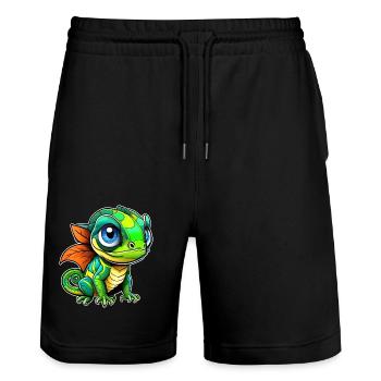Mignon petit lézard - Short de jogging bio TRAINER Stanley/Stella unisexe - noir - Devant - Nik (191cm) & Marisol (170cm)
