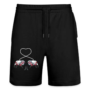 Valentine's Day Gaming February 14 Video Game - Stanley/Stella Trainer Unisex Organic Jogging Shorts - black - Front - Nik (191cm) & Marisol (170cm)