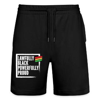 Histoire des Noirs, Fierté noire, avocate - Short de jogging bio TRAINER Stanley/Stella unisexe - noir - Devant - Nik (191cm) & Marisol (170cm)