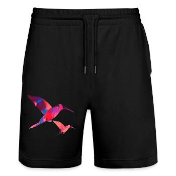 Hummingbird,Bird, Watercolor, Painting, Birds - Stanley/Stella Trainer Unisex Organic Jogging Shorts - black - Front - Nik (191cm) & Marisol (170cm)