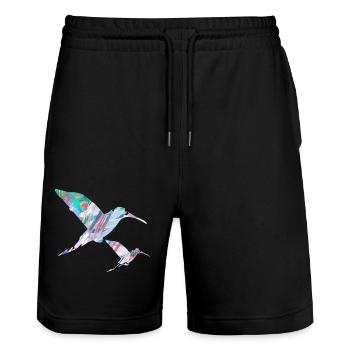 Hummingbird,Bird, Watercolor, Painting, Birds, Graffiti - Stanley/Stella Trainer Unisex Organic Jogging Shorts - black - Front - Nik (191cm) & Marisol (170cm)