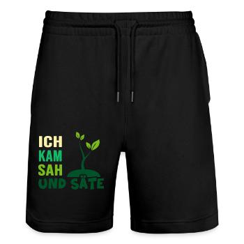 Garten Aussaat Pflanzen Gartenarbeit Gärtner - Stanley/Stella Unisex Bio Joggingshorts Trainer  - Schwarz - Vorne - Nik (191cm) & Marisol (170cm)