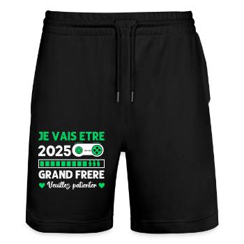 Grand Frère 2025 Annonce Naissance Geek Gamer - Short de jogging bio TRAINER Stanley/Stella unisexe - noir - Devant - Nik (191cm) & Marisol (170cm)