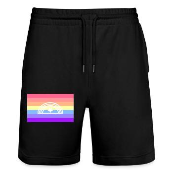 Xenogender-Pride-Flagge - Stanley/Stella Unisex Bio Joggingshorts Trainer  - Schwarz - Vorne - Nik (191cm) & Marisol (170cm)