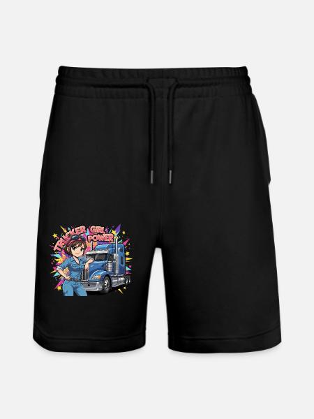 Trucker Girl Power - Stanley/Stella Trainer Unisex Organic Jogging Shorts - black