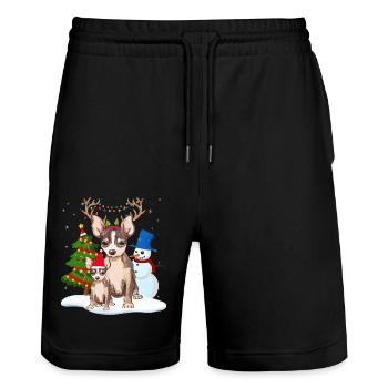 chihuahua christmas -Weihnachten Hunde Geschenk - Stanley/Stella Unisex Bio Joggingshorts Trainer  - Schwarz - Vorne - Nik (191cm) & Marisol (170cm)
