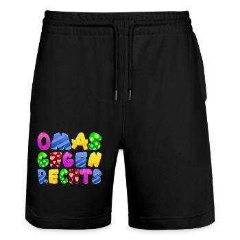 AfD stoppen gegen rechts Demokratie Vielfalt links - Stanley/Stella Unisex Bio Joggingshorts Trainer  - Schwarz - Vorne - Nik (191cm) & Marisol (170cm)