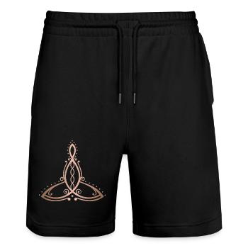 Celtic Motherhood Symbol Mother with four children - Stanley/Stella Trainer Unisex Organic Jogging Shorts - black - Front - Nik (191cm) & Marisol (170cm)