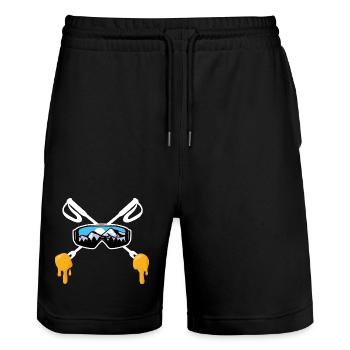 Ski- und Savoyer Fondue Mountain Skier Geschenk - Stanley/Stella Unisex Bio Joggingshorts Trainer  - Schwarz - Vorne - Nik (191cm) & Marisol (170cm)