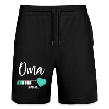 Oma Loading Herz Enkel Junge Werdende Großmutter - Stanley/Stella Unisex Bio Joggingshorts Trainer  - Schwarz - Vorne - Nik (191cm) & Marisol (170cm)