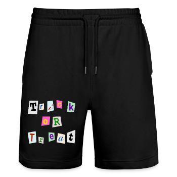 Trick or Treat for Halloween - Stanley/Stella Trainer Unisex Organic Jogging Shorts - black - Front - Nik (191cm) & Marisol (170cm)