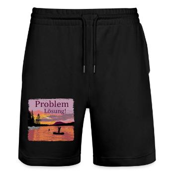 Problem Lösung Angeln - Stanley/Stella Unisex Bio Joggingshorts Trainer  - Schwarz - Vorne - Nik (191cm) & Marisol (170cm)