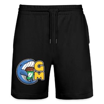 Web3 Wal mit einem Kaffee, der Guten Morgen sagt - Stanley/Stella Unisex Bio Joggingshorts Trainer  - Schwarz - Vorne - Nik (191cm) & Marisol (170cm)