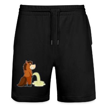 Pferd Toilette - Stanley/Stella Unisex Bio Joggingshorts Trainer  - Schwarz - Vorne - Nik (191cm) & Marisol (170cm)