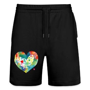 Cœur - Short de jogging bio TRAINER Stanley/Stella unisexe - noir - Devant - Nik (191cm) & Marisol (170cm)