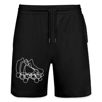 Roller Skates Zeichnung - Stanley/Stella Unisex Bio Joggingshorts Trainer  - Schwarz - Vorne - Nik (191cm) & Marisol (170cm)