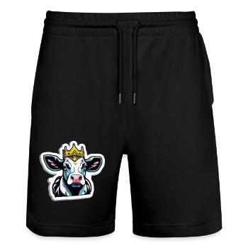 La vache est reine - Short de jogging bio TRAINER Stanley/Stella unisexe - noir - Devant - Nik (191cm) & Marisol (170cm)