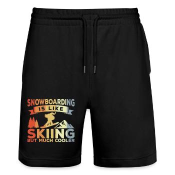Snowboarding Witz - Stanley/Stella Unisex Bio Joggingshorts Trainer  - Schwarz - Vorne - Nik (191cm) & Marisol (170cm)