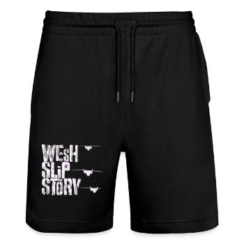 Wesh slip story - Short de jogging bio TRAINER Stanley/Stella unisexe - noir - Devant - Nik (191cm) & Marisol (170cm)