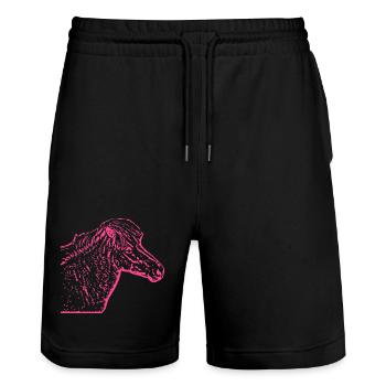 Pferd rosa pink - Stanley/Stella Unisex Bio Joggingshorts Trainer  - Schwarz - Vorne - Nik (191cm) & Marisol (170cm)