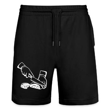 Fleisch schneiden Skizze - Stanley/Stella Unisex Bio Joggingshorts Trainer  - Schwarz - Vorne - Nik (191cm) & Marisol (170cm)