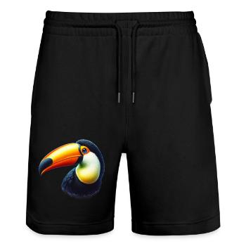 Tukan - Stanley/Stella Unisex Bio Joggingshorts Trainer  - Schwarz - Vorne - Nik (191cm) & Marisol (170cm)