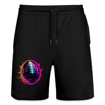 American Football Ball Steamwave - Stanley/Stella Trainer Unisex Organic Jogging Shorts - black - Front - Nik (191cm) & Marisol (170cm)