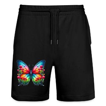 Schmetterlingsblumen Tulpen Tulpe Holland - Stanley/Stella Unisex Bio Joggingshorts Trainer  - Schwarz - Vorne - Nik (191cm) & Marisol (170cm)