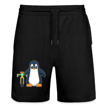 Vélo pingouin - Short de jogging bio TRAINER Stanley/Stella unisexe - noir - Devant - Nik (191cm) & Marisol (170cm)
